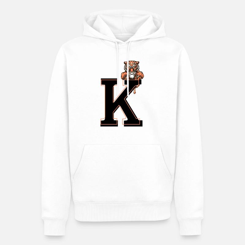 Buchstabe k Tiger - Geschenkidee - Männer Premium Bio Hoodie - Weiß