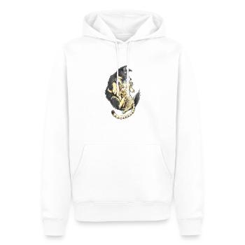 Amitié - Sweat à capuche Premium bio Homme - blanc - Devant - Nico (187cm)