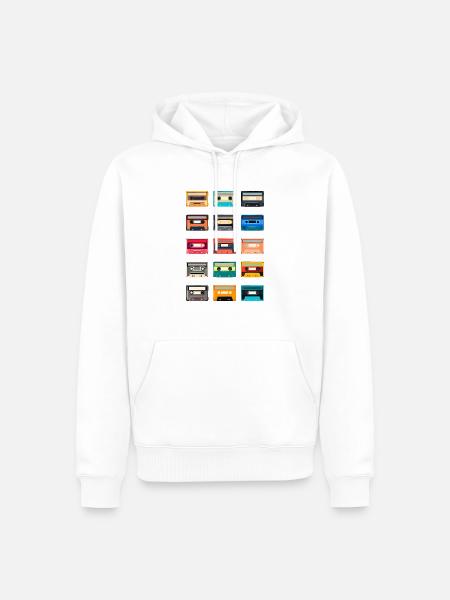 Retro Kassette 70s 80s 90s - Männer Premium Bio Hoodie - Weiß