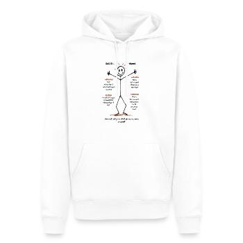 Hanna – Kraft der Überzeugung - Männer Premium Bio Hoodie - Weiß - Vorne - Nico (187cm)