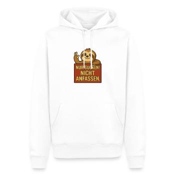 Witziges Faultier Shirt – Nur gucken! Nicht anfass - Männer Premium Bio Hoodie - Weiß - Vorne - Nico (187cm)