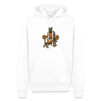 Lapin et loup dans la salle de sport - Sweat à capuche Premium bio Homme - blanc - Devant - Nico (187cm)
