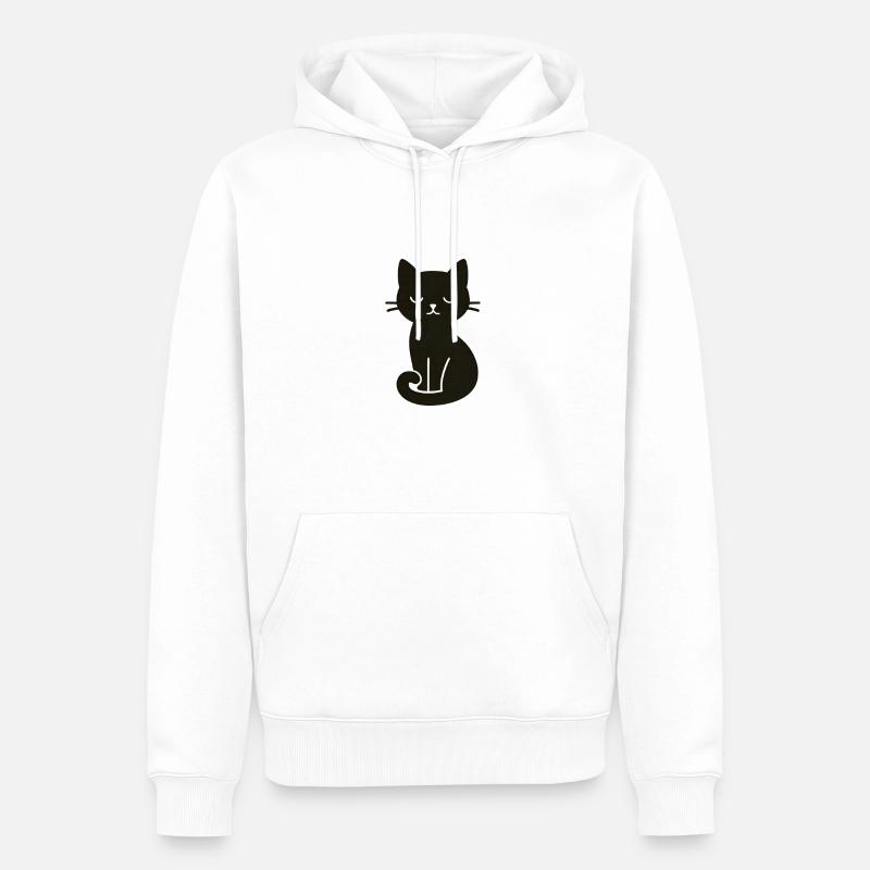 Minimal Cat - Männer Premium Bio Hoodie - Weiß