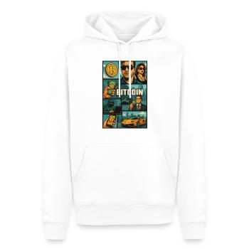 20250507 0850 Bitcoin in GTA Style simple compo - Männer Premium Bio Hoodie - Weiß - Vorne - Nico (187cm)