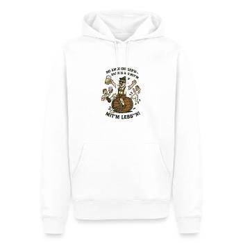 No amoi ois geb‘n - Männer Premium Bio Hoodie - Weiß - Vorne - Nico (187cm)