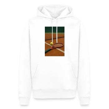 Tennis - Raquette et balle - Sweat à capuche Premium bio Homme - blanc - Devant - Nico (187cm)