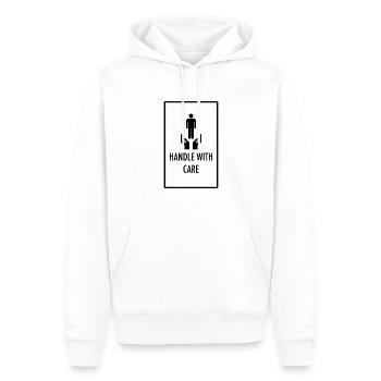 Manipuler avec soin - Sweat à capuche Premium bio Homme - blanc - Devant - Nico (187cm)