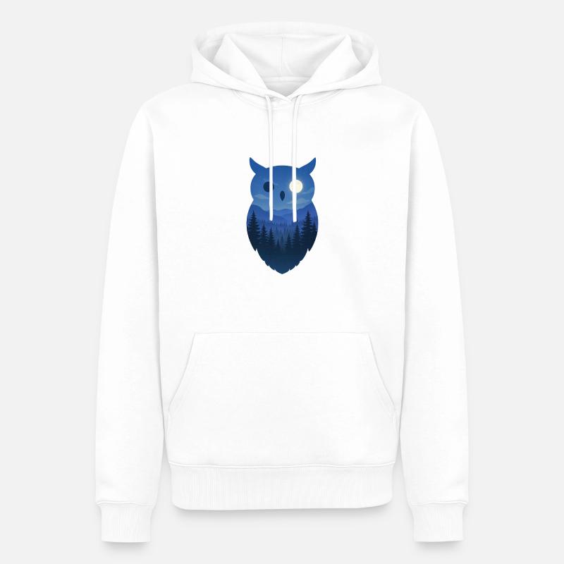 Nacht Eule - Männer Premium Bio Hoodie - Weiß