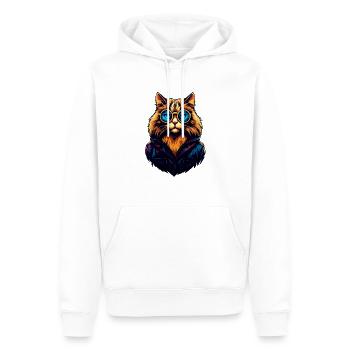 Chat Porté #12 - Elton - Sweat à capuche Premium bio Homme - blanc - Devant - Nico (187cm)