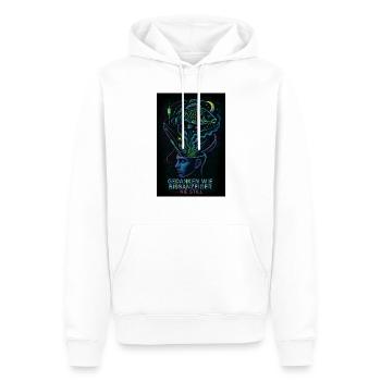 Gedanken wie Bissanzeiger – Nie still - Männer Premium Bio Hoodie - Weiß - Vorne - Nico (187cm)