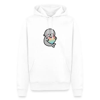 Love Seal – Herzverliebt - Männer Premium Bio Hoodie - Weiß - Vorne - Nico (187cm)