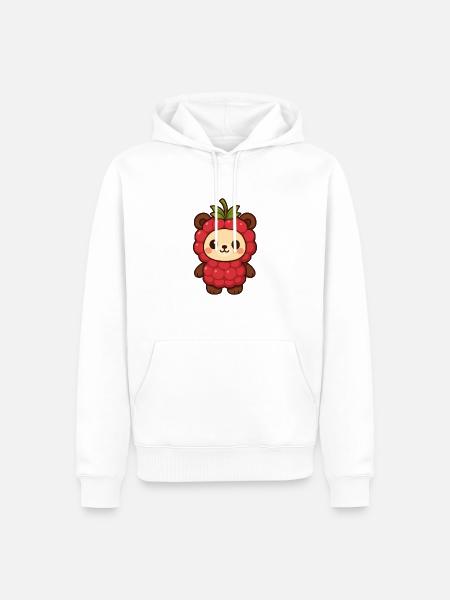 BearyBerry, Himbeerbärchen, fruchtig süß - Männer Premium Bio Hoodie - Weiß