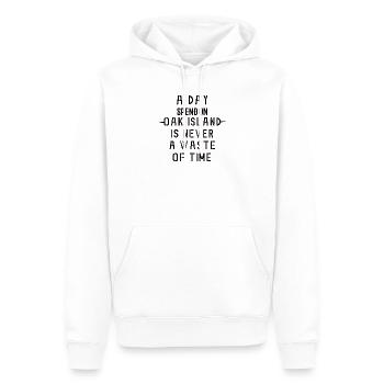 OAK ISLAND / TREASURE HUNTING: Oak Island - Männer Premium Bio Hoodie - Weiß - Vorne - Nico (187cm)