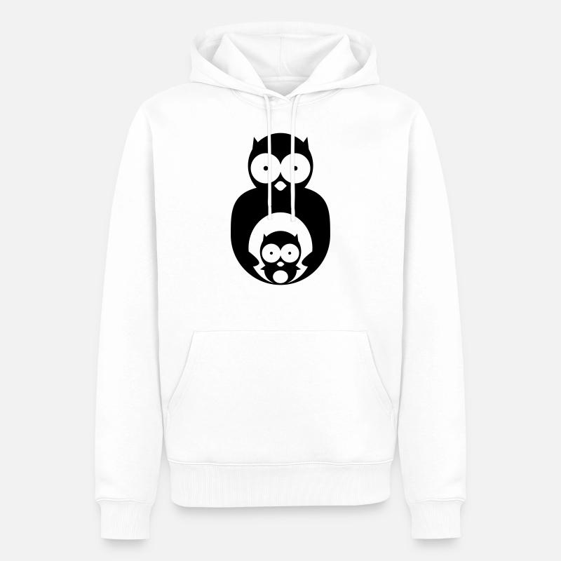 Eule mit Küken - Männer Premium Bio Hoodie - Weiß