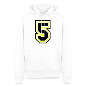 5 Number symbol - Men’s Premium Organic Hoodie - white - Front - Nico (187cm)