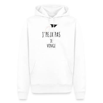 Je peux pas je voyage t-shirt - Sweat à capuche Premium bio Homme - blanc - Devant - Nico (187cm)