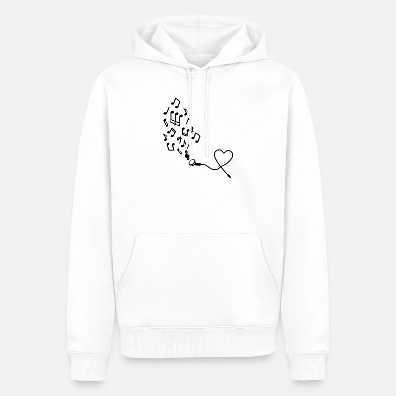 Kopfhörer mit Noten - Männer Premium Bio Hoodie - Weiß