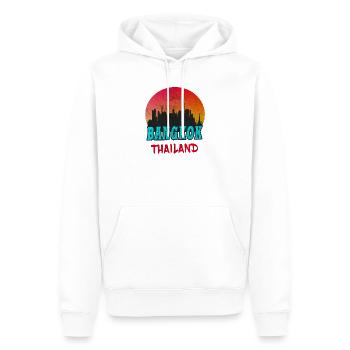 Bangkok Skyline / Thailand Geschenk Vintage Retro - Männer Premium Bio Hoodie - Weiß - Vorne - Nico (187cm)