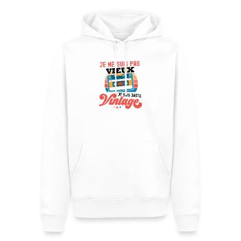 Je ne suis pas Vintage Cassette - Sweat à capuche Premium bio Homme - blanc - Devant - Nico (187cm)
