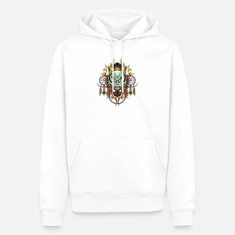 Elegante Eule mit Traumfänger - Männer Premium Bio Hoodie - Weiß