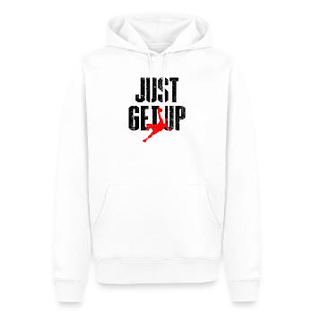 Red Leaping Athlete Silhouette - Männer Premium Bio Hoodie - Weiß - Vorne - Nico (187cm)