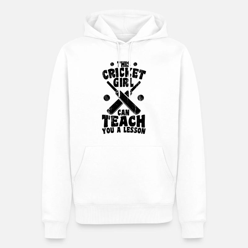 Cricket Mädchen erteilt dir eine Lektion - Männer Premium Bio Hoodie - Weiß