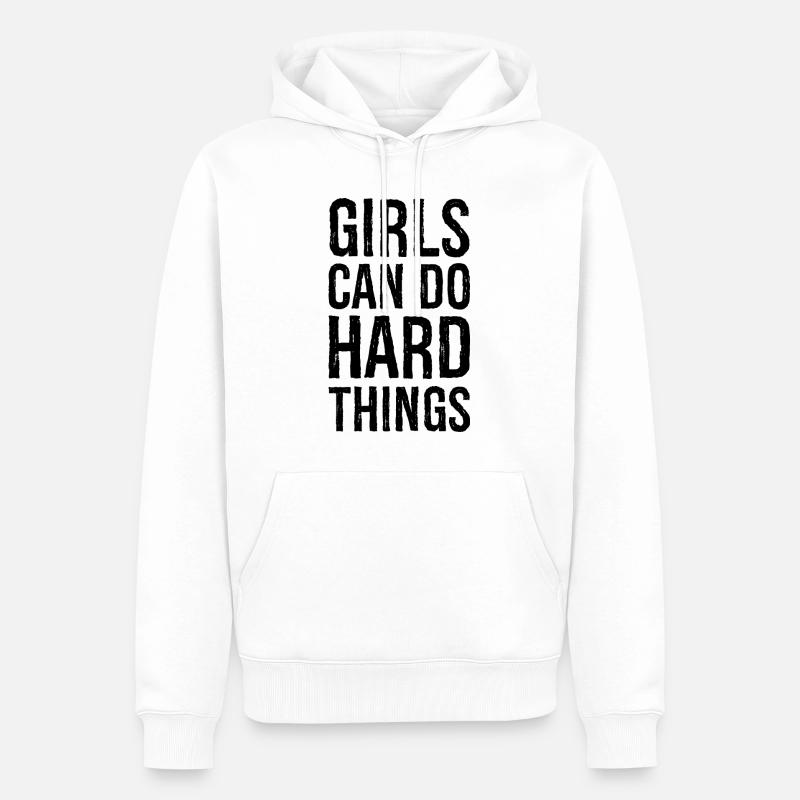 Mädchen können harte Dinge tun - Männer Premium Bio Hoodie - Weiß