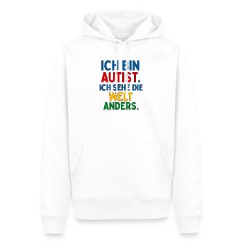 Ich bin Autist Ich sehe die Welt anders Spruch - Männer Premium Bio Hoodie - Weiß - Vorne - Nico (187cm)