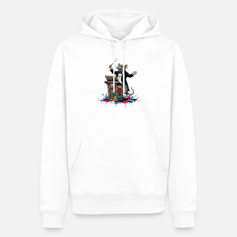 Dirigent | Graffiti-Ratten-DJ Gala - Männer Premium Bio Hoodie - Weiß