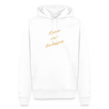Energie statt Erschöpfung – Mindset Spruch - Männer Premium Bio Hoodie - Weiß - Vorne - Nico (187cm)