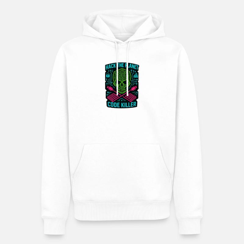 Hack the Planet Code Killer - Cybersécurité - Sweat à capuche Premium bio Homme - blanc