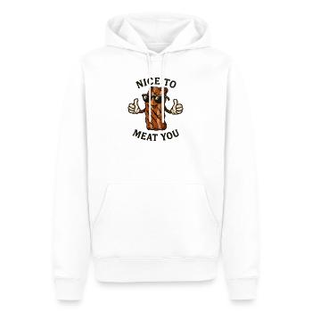 Bacon with sunglasses Nice to Meat You - Men’s Premium Organic Hoodie - white - Front - Nico (187cm)