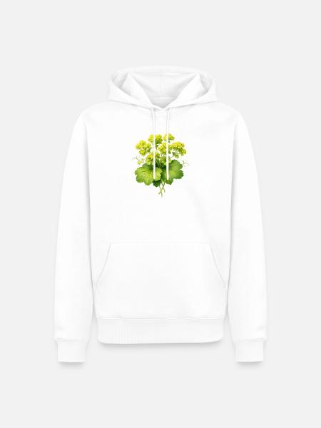 Frauenmantel Pflanze mit Blüten  - Männer Premium Bio Hoodie - Weiß