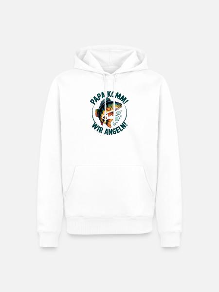 Angeln mit meinem Papa - Männer Premium Bio Hoodie - Weiß