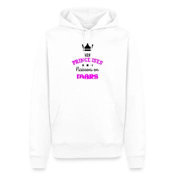 Prinzessin geboren im März Großes Geburtstagsgeschenk - Männer Premium Bio Hoodie - Weiß - Vorne - Nico (187cm)