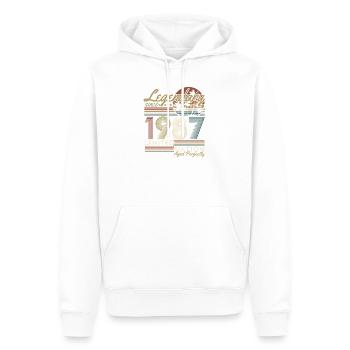 Cadeau rétro vintage d’anniversaire 1987 - Sweat à capuche Premium bio Homme - blanc - Devant - Nico (187cm)