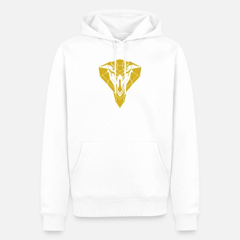 Silhouette géométrique dorée du cobra - Sweat à capuche Premium bio Homme - blanc