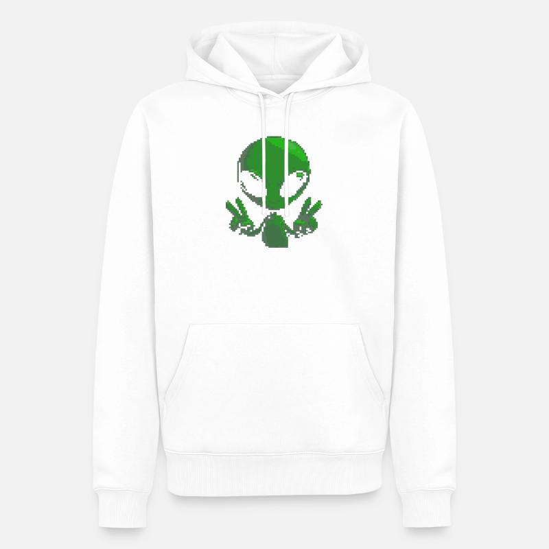 Signe de paix extraterrestre Pixel - Sweat à capuche Premium bio Homme - blanc