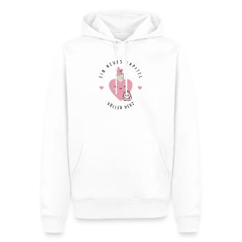 Neues Kapitel voller Herz | Einschulung mit Herz - Männer Premium Bio Hoodie - Weiß - Vorne - Nico (187cm)