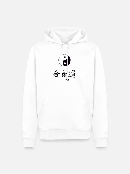 YinYang Tao mit Schriftzug Aikido - Männer Premium Bio Hoodie - Weiß