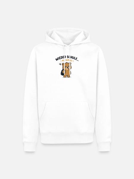 Wieder Schule Bär mit Rucksack - Männer Premium Bio Hoodie - Weiß
