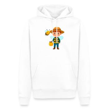 Garçon comique en apiculteur avec abeille et miel – motif - Sweat à capuche Premium bio Homme - blanc - Devant - Nico (187cm)