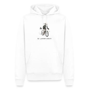 All Weather Athlete Bike - Men’s Premium Organic Hoodie - white - Front - Nico (187cm)