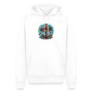 MUSHROOM - Männer Premium Bio Hoodie - Weiß - Vorne - Nico (187cm)