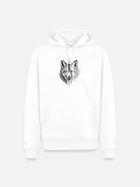 Fuchs – Krafttier der Intuition - Männer Premium Bio Hoodie - Weiß