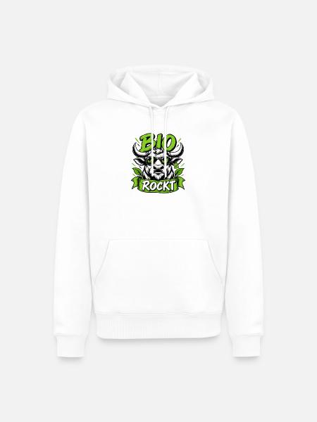 Bio Rockt – Cooles Stier Design - Männer Premium Bio Hoodie - Weiß
