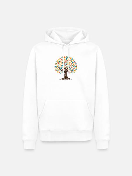 Bunter Kinder Baum des Friedens - Männer Premium Bio Hoodie - Weiß