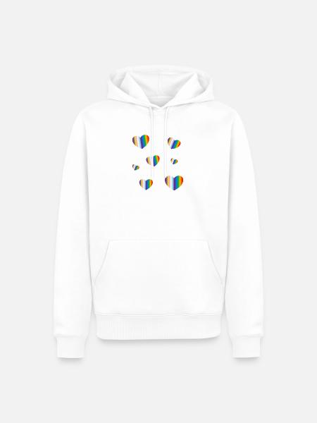 Inklusive Pride-Flagge Herzen - Männer Premium Bio Hoodie - Weiß
