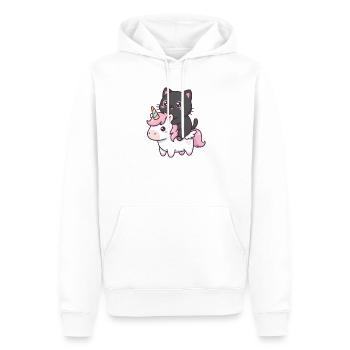 Katze auf Einhorn - Männer Premium Bio Hoodie - Weiß - Vorne - Nico (187cm)