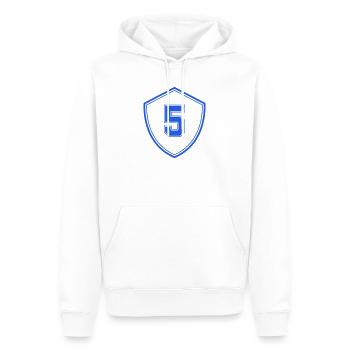 Blauer Schild mit Zahl Fünf - Männer Premium Bio Hoodie - Weiß - Vorne - Nico (187cm)